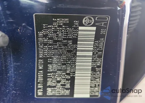 2011 Toyota Corolla S из США, поврежденный, VIN 2T1BU4EE6BC714796